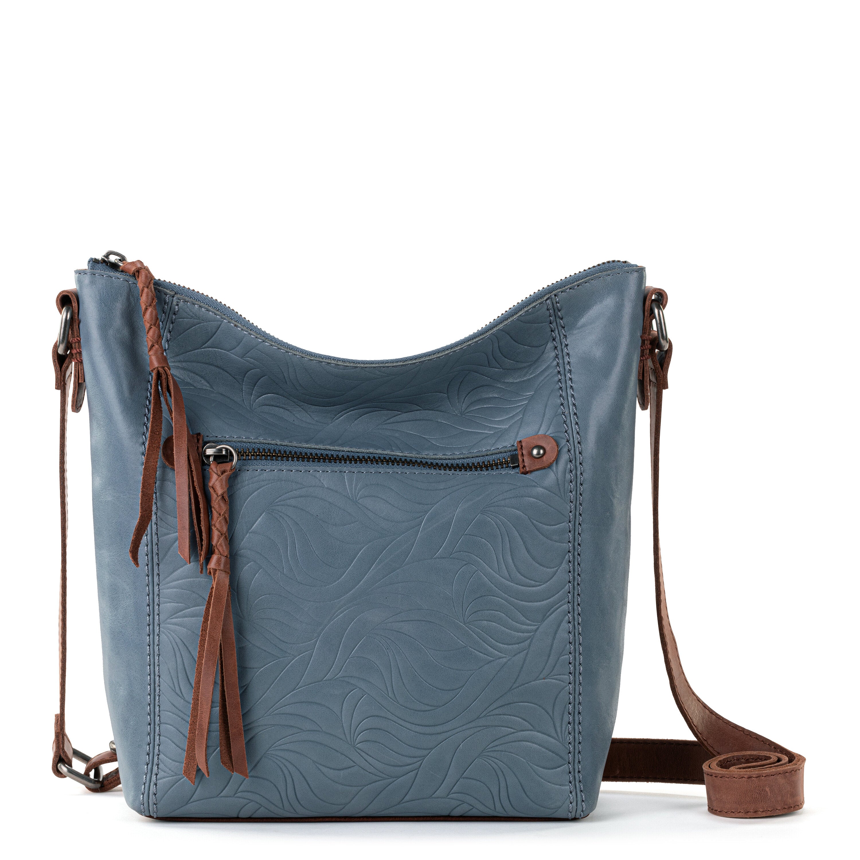 The Sak Tooled Leather Shoulder Bag Purse Brown Floral VGUC | eBay